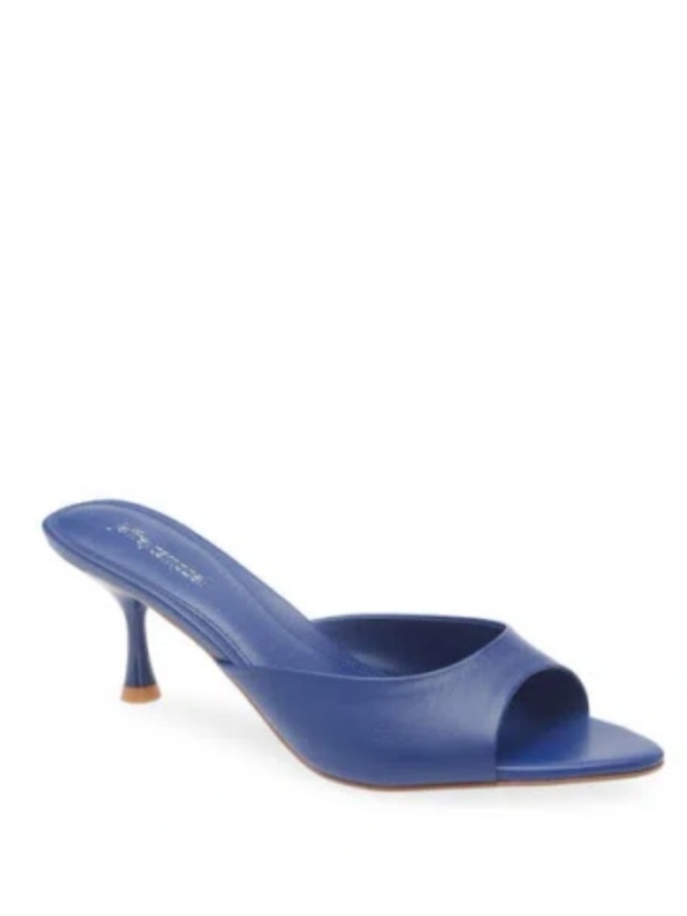 Jeffery Campbell Spy-kid Peep Toe Slip On Heeled Slide Sandal In Blue Size 7